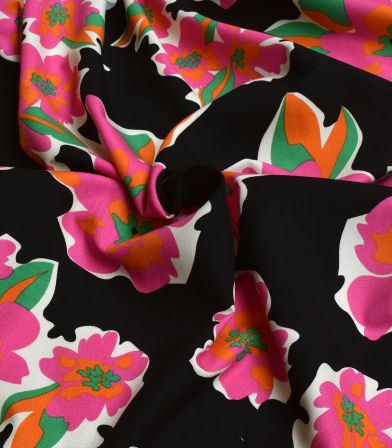 Tissu twill viscose - Big pepsi dark flower Tissu twill viscose - Big pepsi dark flower