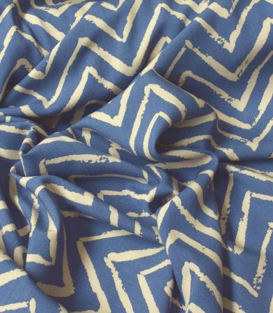 Tissu viscose Zigzag - Bleu Tissu viscose Zigzag - Bleu