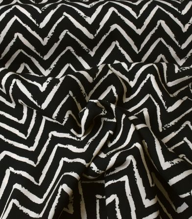 Tissu viscose Zigzag - Noir Tissu viscose Zigzag - Noir