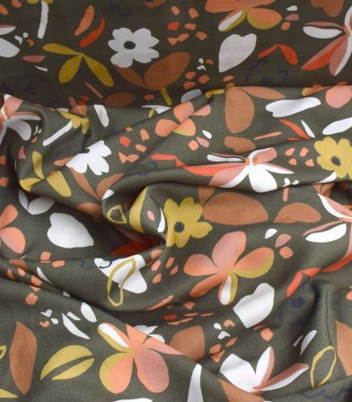Tissu viscose Beauty - Kaki corail Tissu viscose Beauty - Kaki corail