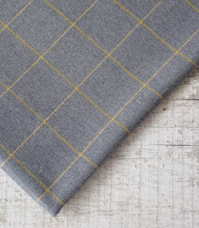 Tissu à carreaux - Gris & jaune moutarde