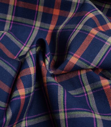 Tissu carreaux - Navy Checks Pink Orange Tissu carreaux - Navy Checks Pink Orange
