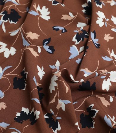 Tissu viscose - Pansy Coffee Tissu viscose - Pansy Coffee