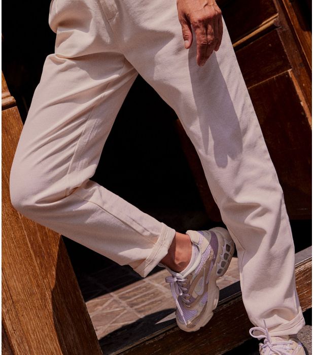 Pantalon Jean Carotte Camaieu - Blanc, Taille 38, Coton - Occasion Très Bon État (ttbe)
