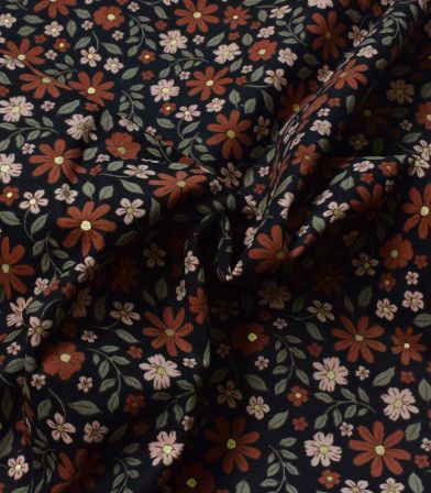 Tissu velours milleraies - Poppy Black gold Tissu velours milleraies - Poppy Black gold