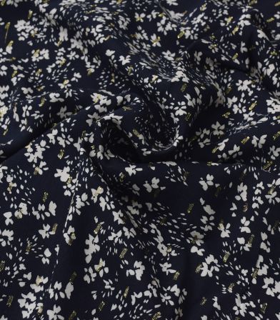 Tissu viscose - Bise florale bleu nuit