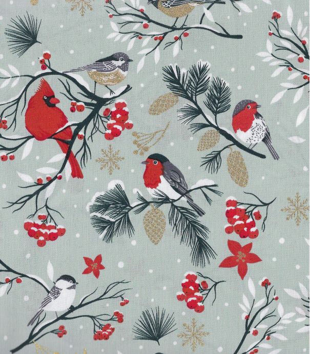 Popeline - XMAS Birds Popeline - XMAS Birds