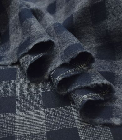 Tissu laine - Square Blue and Grey Tissu laine - Square Blue and Grey