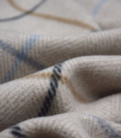 Tissu laine - Grands carreaux beige et bleu Tissu laine - Grands carreaux beige et bleu