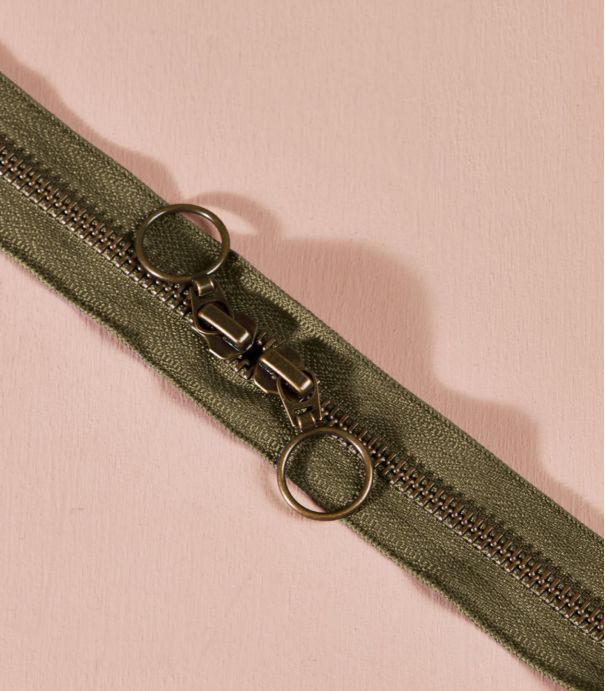 Zip double curseur Laiton - 60cm - Ivy Green
