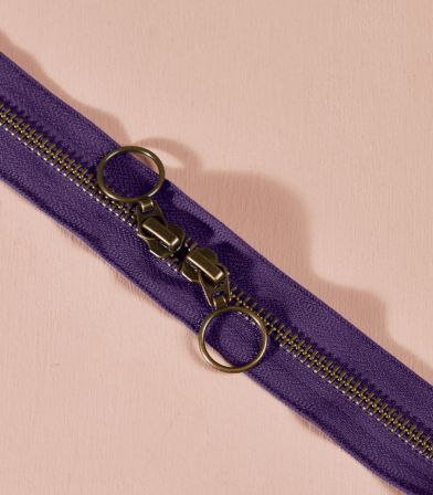 Zip double curseur Laiton - 60cm - Majestic Purple