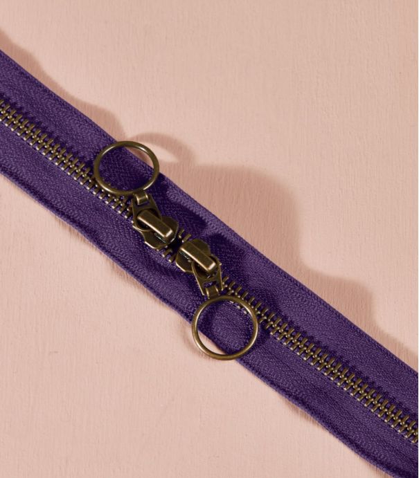 Zip double curseur Laiton - 60cm - Majestic Purple