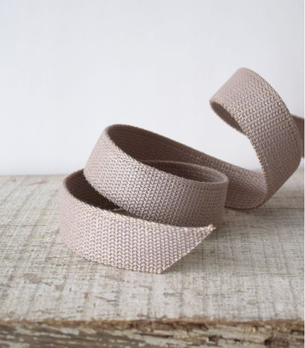Sangle lurex Beige Or - 30mm