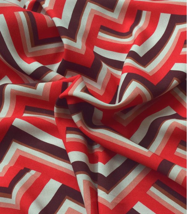 Tissu viscose Zigzag - Brown Red