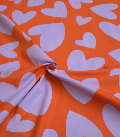 Tissu coton Emilie Hearts - Orange
