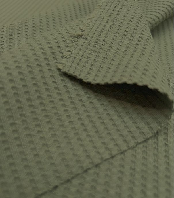 Tissu jersey gaufrette - Kaki Tissu jersey gaufrette - Kaki
