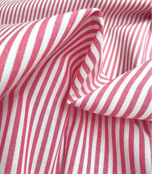 Tissu popeline rayure 03 - Rouge cerise Tissu popeline rayure 03 - Rouge cerise