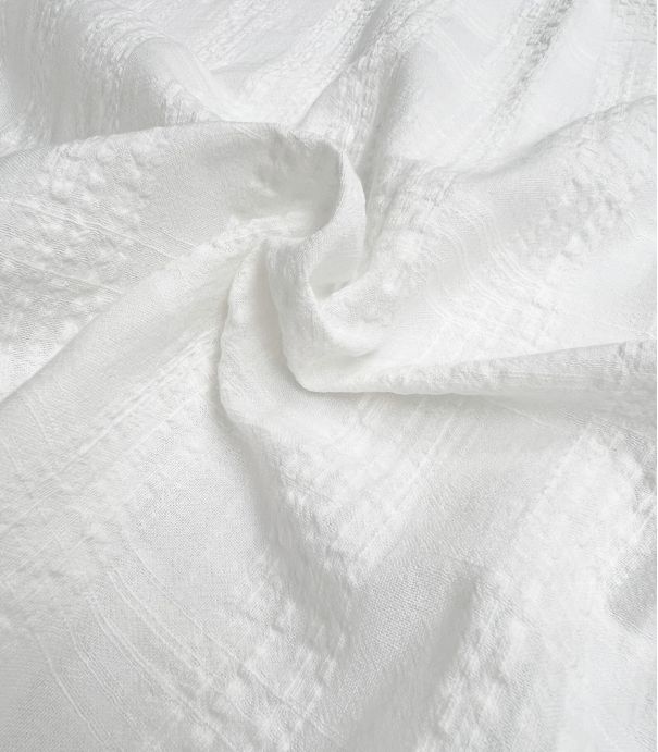 Tissu coton viscose jacquard - Square Blanc cassé
