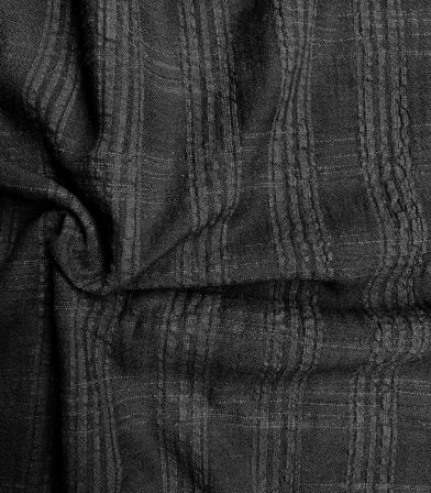 Tissu coton viscose jacquard - Square Noir