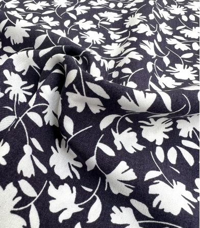 Tissu viscose Floréal - Navy