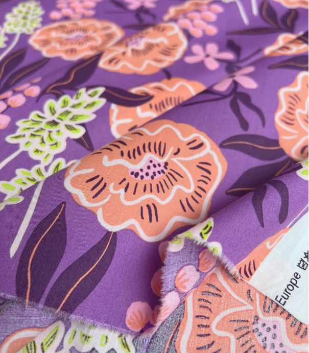 Tissu popeline de coton Nerida Hansen - Fresh flowers Purple