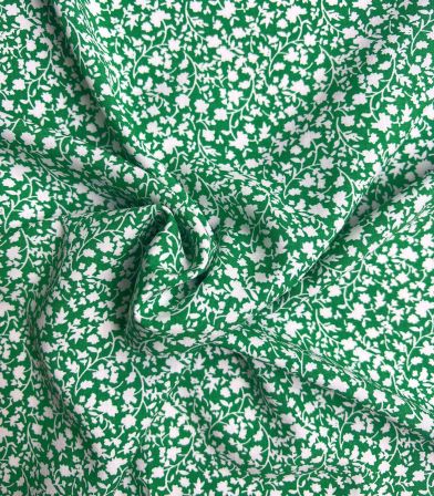 Tissu viscose Mini fleurs - Vert feuille