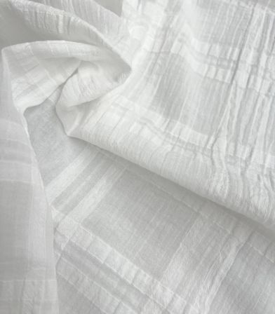 Tissu voile coton crinkle and square - Off white
