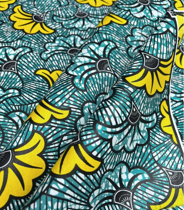 Tissu wax - GINKGO turquoise Tissu wax - GINKGO turquoise