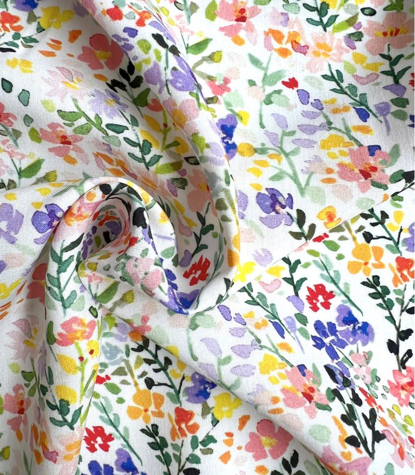 Tissu viscose - Mille fleurs champêtres