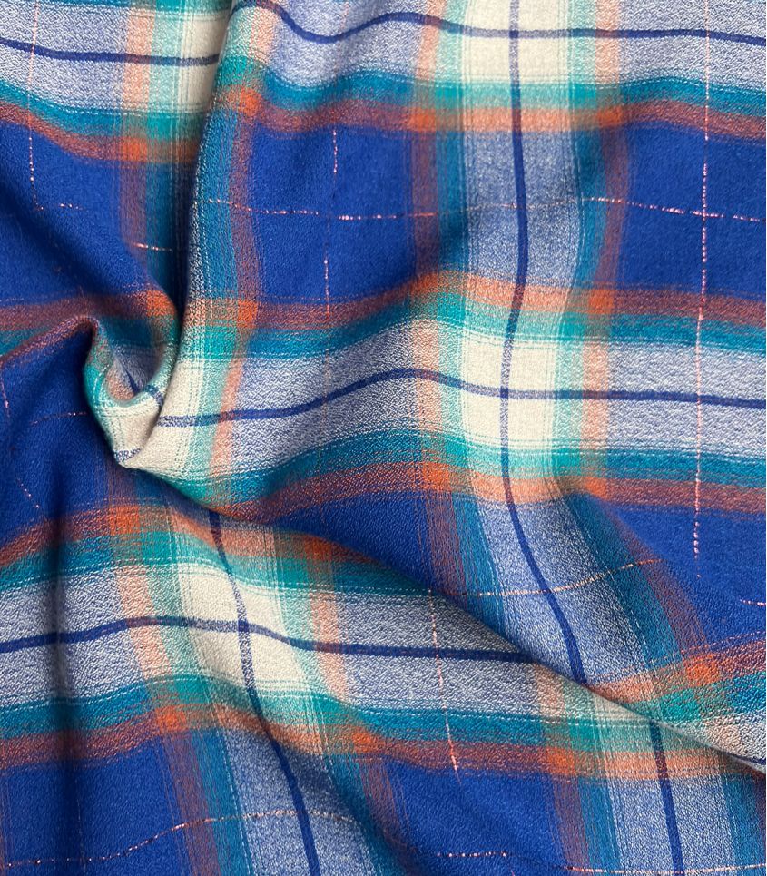 Tissu Shiny Checks - Cooper blue Tissu Shiny Checks - Cooper blue
