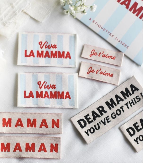Lot 8 Etiquettes tissées à coudre - Viva la Mamma
