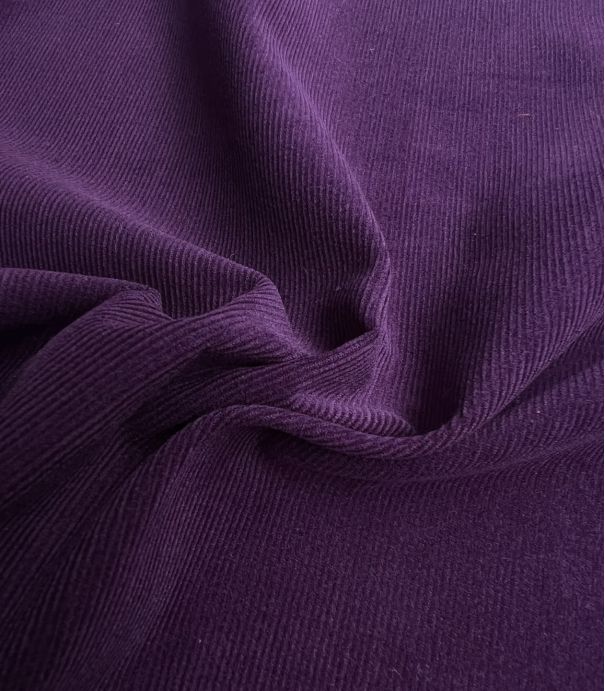 Tissu velours milleraies fin aubergine