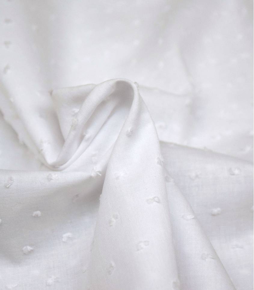 Tissu Plumetis de coton blanc