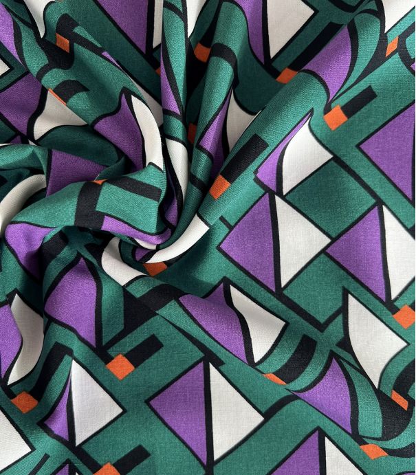 Tissu viscose Cube - Green Tissu viscose Cube - Green