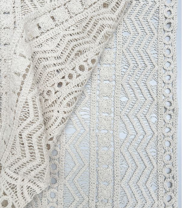 Tissu maille crochet - Ecru