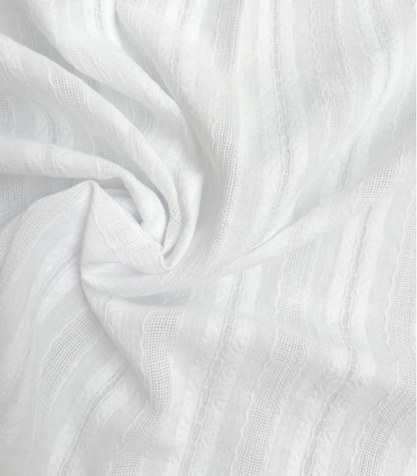 Tissu coton brodé rayures - Esma