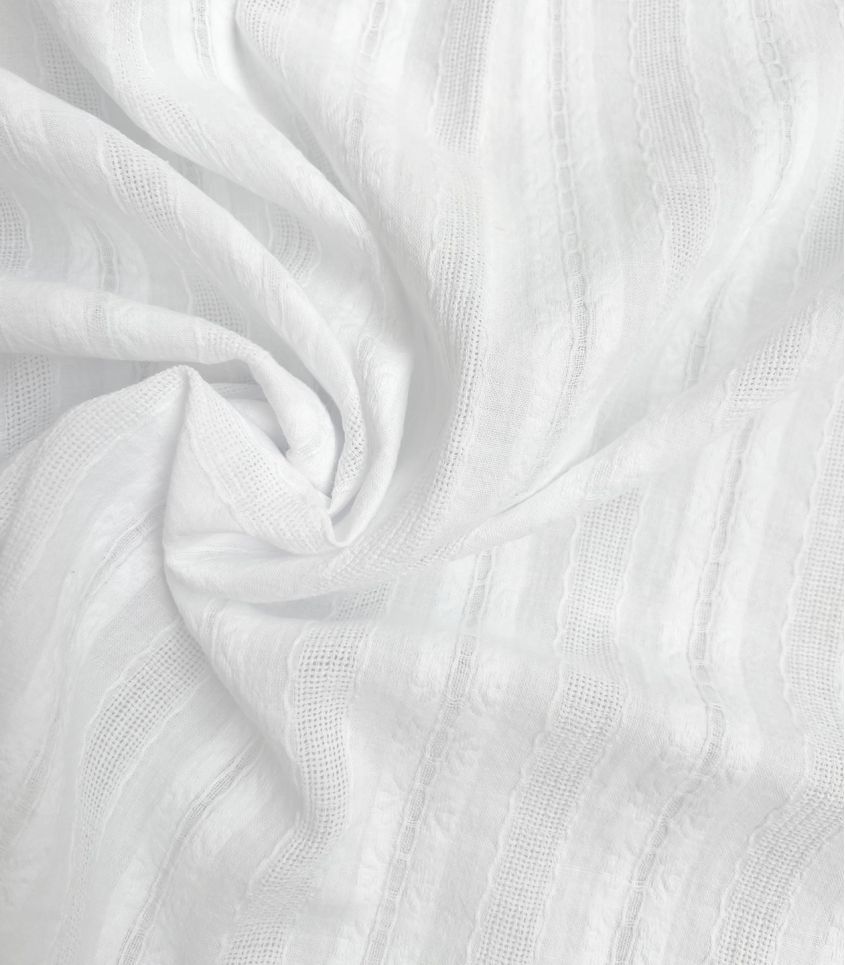 Tissu coton brodé rayures - Esma