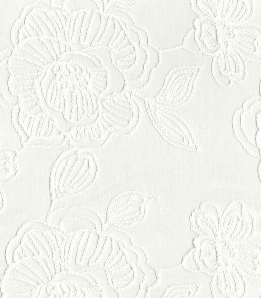 Tissu coton brodé Roses - Ecru Tissu coton brodé Roses - Ecru