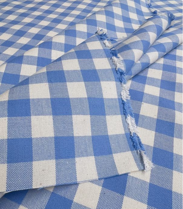 Tissu coton carreaux - Bleu azur Tissu coton carreaux - Bleu azur