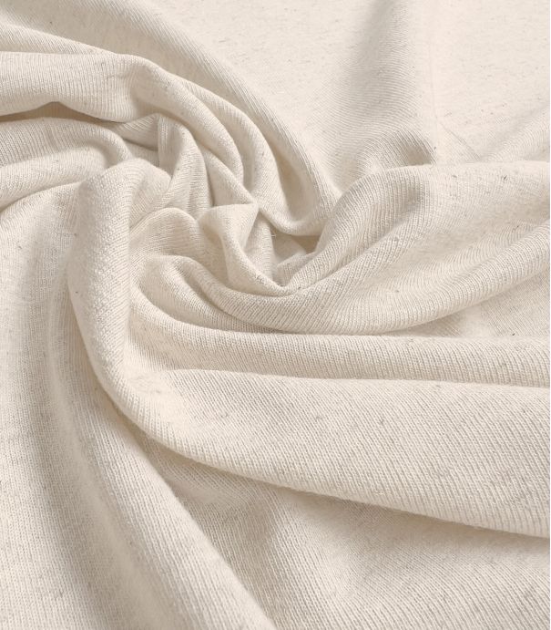 Tissu jersey coton lin - naturel