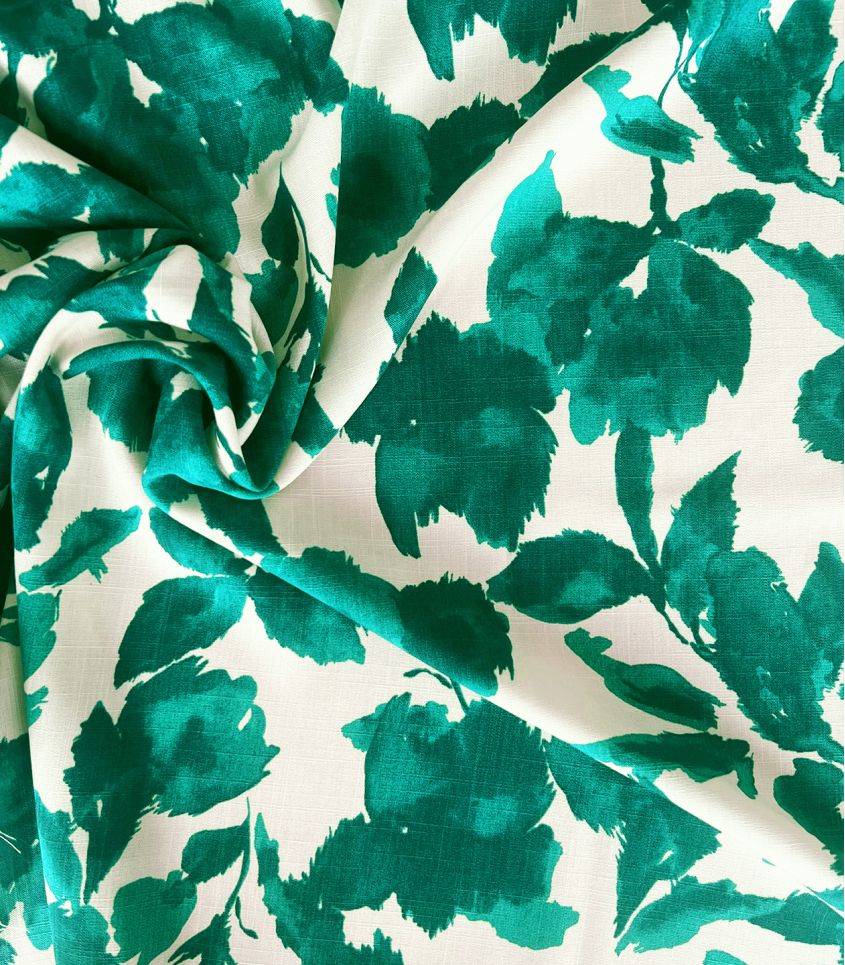 Tissu viscose tramée- Like Roses green