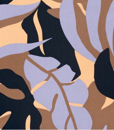 Tissu lin viscose - Abstract Palme Lilac