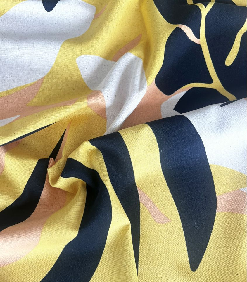 Tissu lin viscose - Abstract Palme Sand