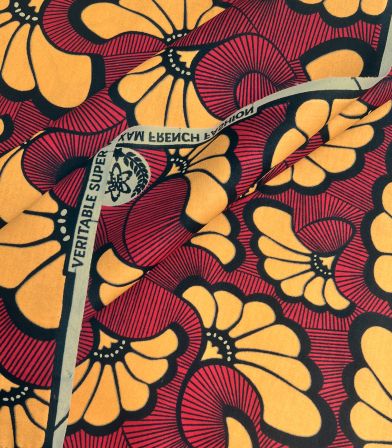 Tissu wax - Ginkgo Rouge Tissu wax - Ginkgo Rouge