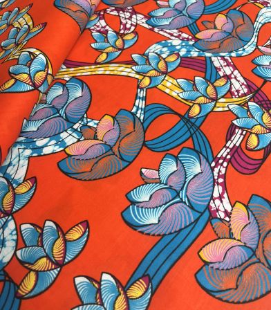 Tissu wax - Lotus Orange Tissu wax - Lotus Orange