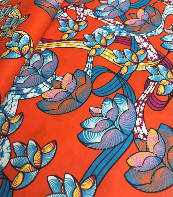 Tissu wax - Lotus Orange