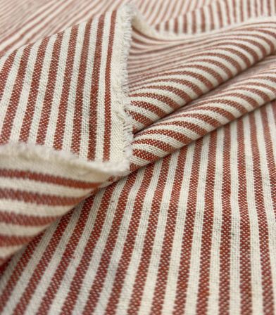 Tissu coton lavé - Rayures Terracotta Tissu coton lavé - Rayures Terracotta