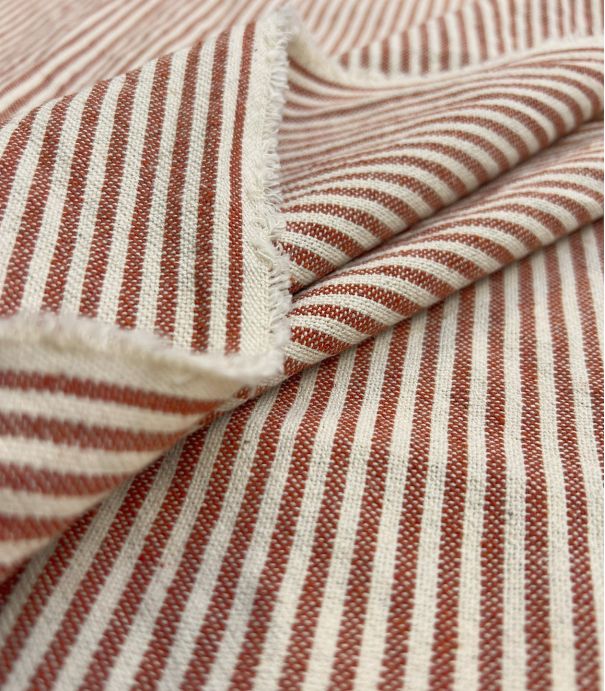 Tissu coton lavé - Rayures Terracotta Tissu coton lavé - Rayures Terracotta