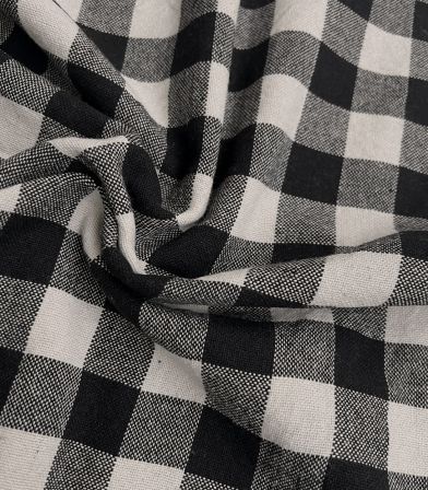 Tissu coton lavé - Carreaux Noir Tissu coton lavé - Carreaux Noir
