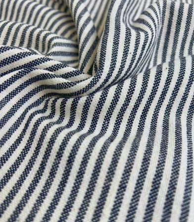 Tissu coton lavé - Rayures Indigo Tissu coton lavé - Rayures Indigo